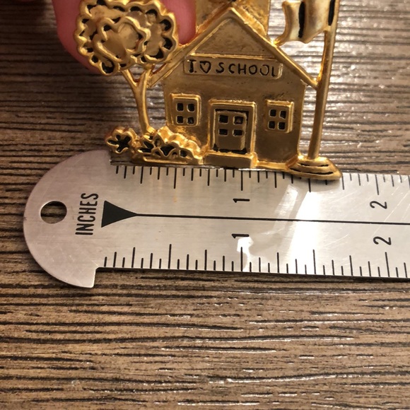 Vintage I Love School Pin Mate Goldtone School House - Picture 6 of 11